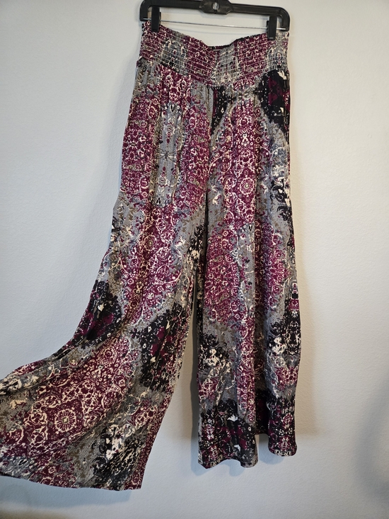 Jw Style Pants - Bohemian Wide-Leg Palazzo Pants in Burgundy Print